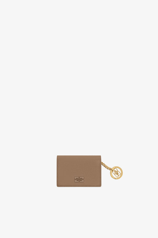 Coca Mocha Bou Card Holder with Flap in Brown - GANNI